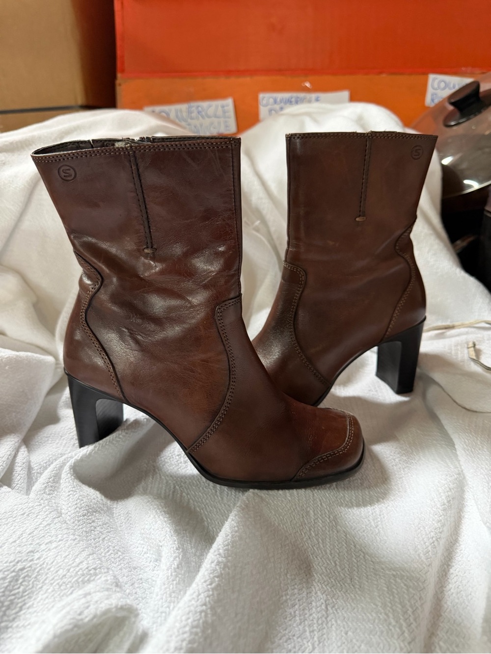 Classic Brown Leather Mid-Calf Women's Boots